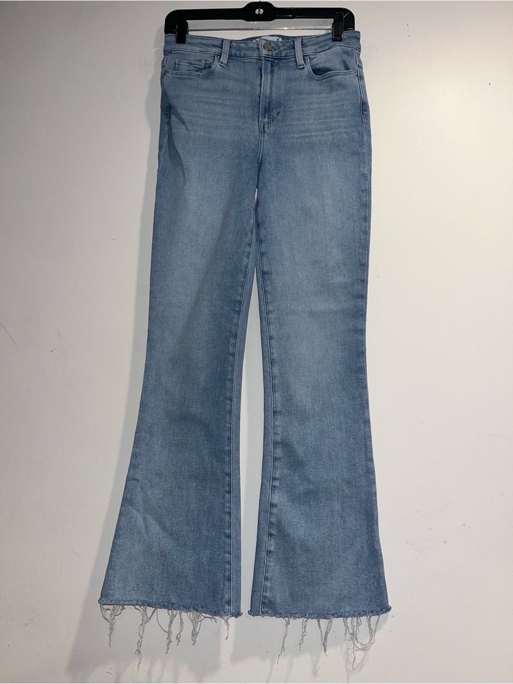PAIGE Laurel Canyon high rise raw hem jeans in Shooting Star
